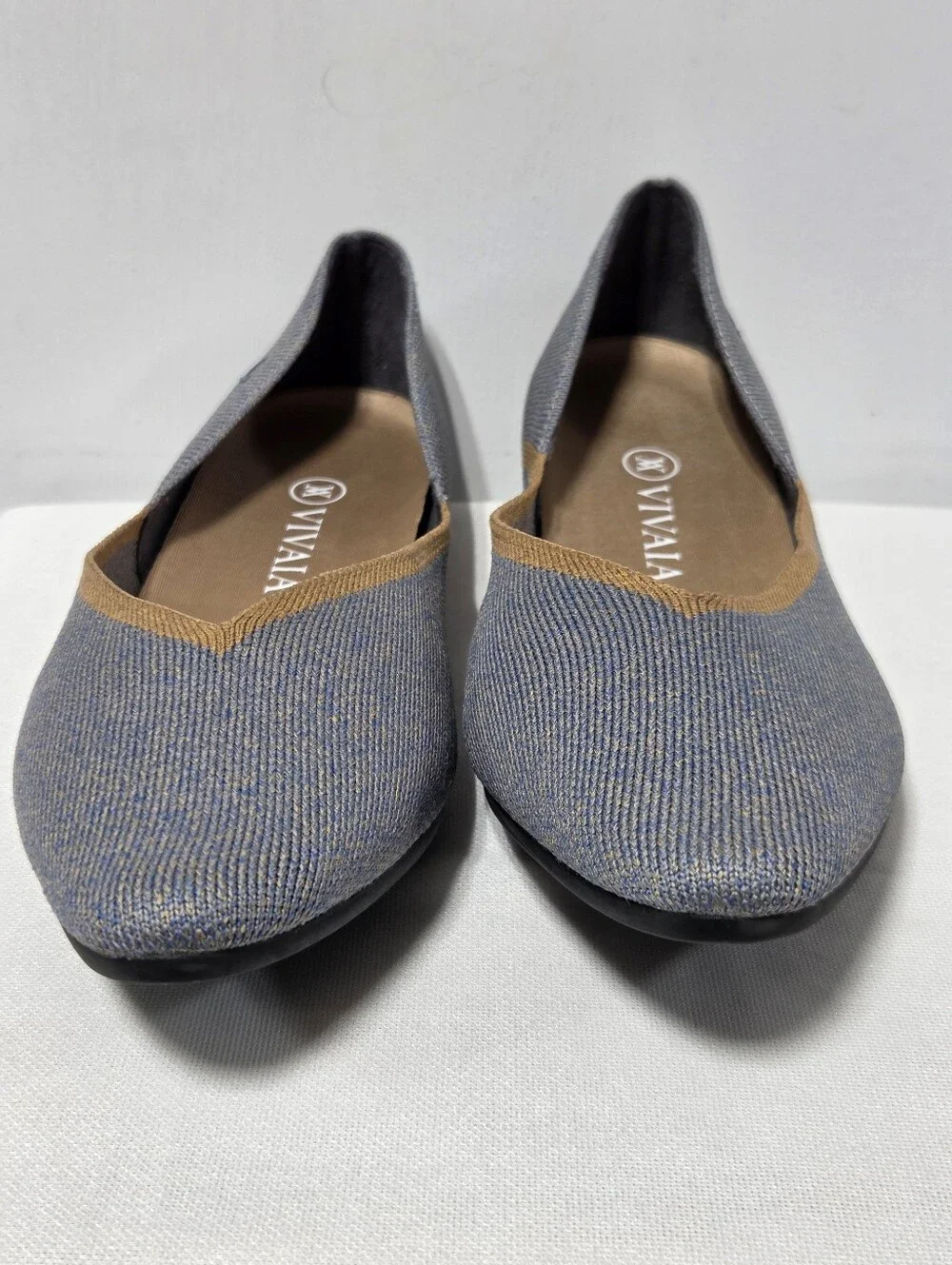 VIVAIA Vienna 2.0 Pointed Toe V-Cut Flats Sandy Blue US 11/11.5 EU 42